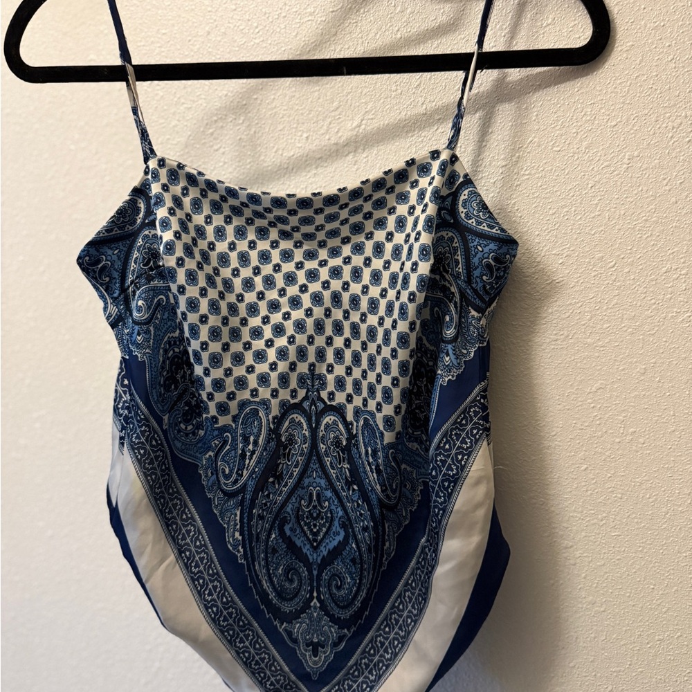 Elegant Blue Paisley Women's Top